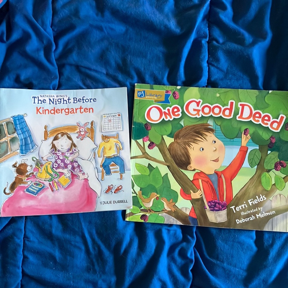 Blue and Red Illustrated Story Books